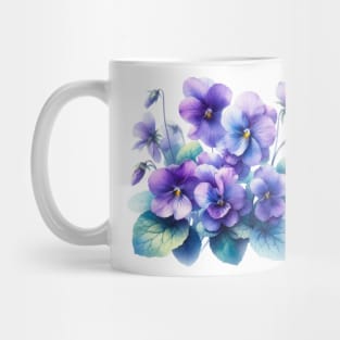 Watercolor Violets Purple Pansy Watercolor Painting Mug